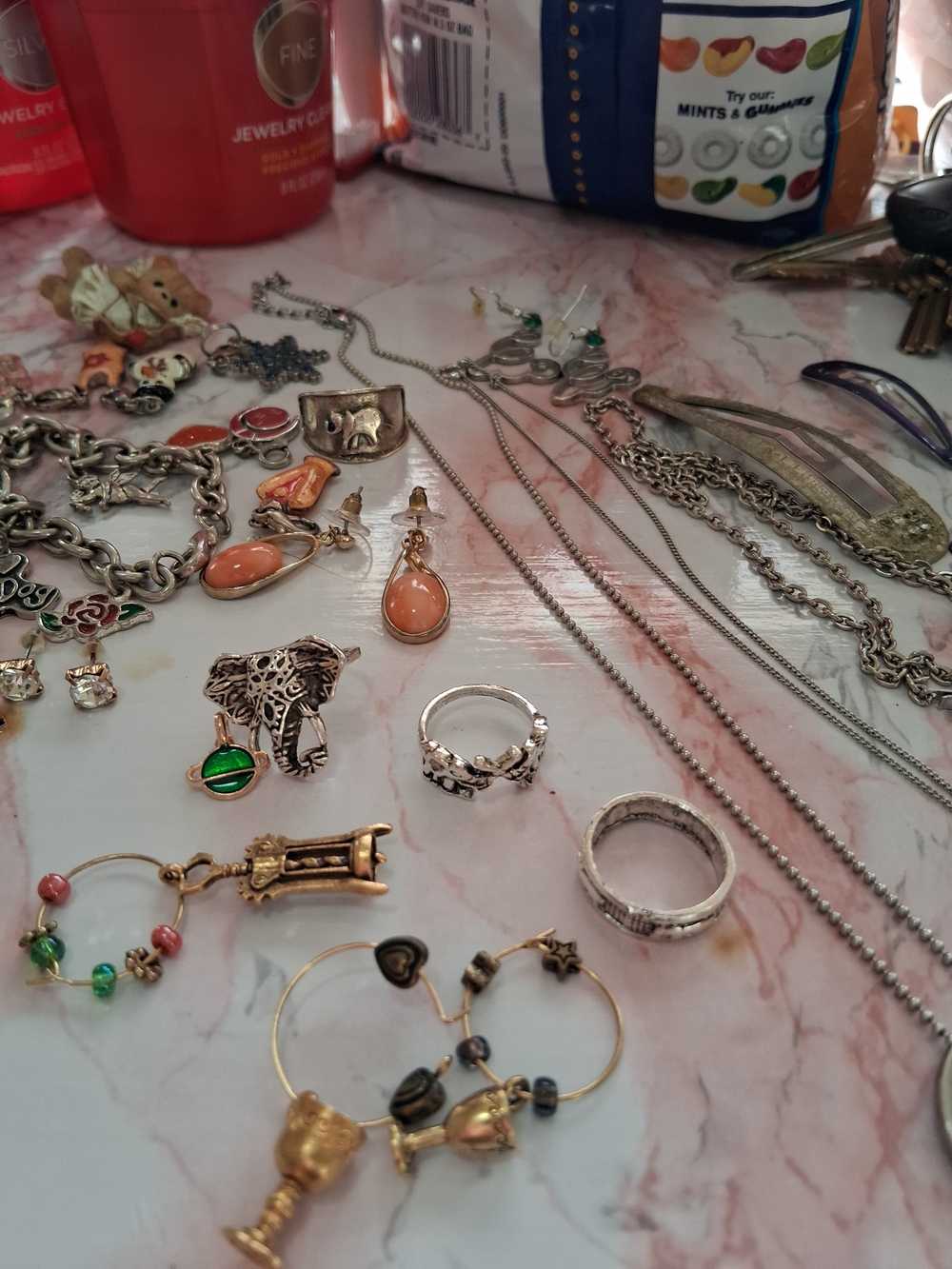 Silver Tone Mixed Jewelry Collection - Assorted Charms and Necklaces - Picture 4 of 12